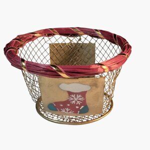 Christmas Basket Decorative Metal Wire Festive Holiday Stocking